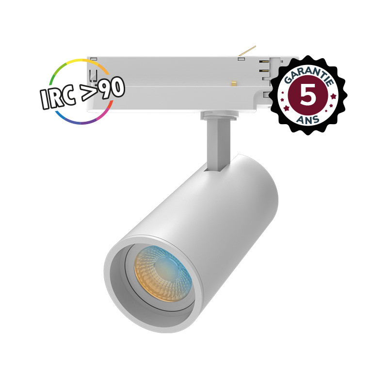 Spot LED sur Rail Blanc 15W CCT IRC90 GARANTIE 5 ANS