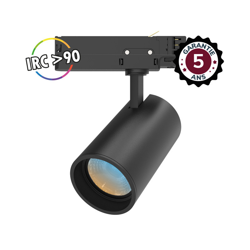 Spot LED sur Rail Noir 35W CCT IRC90 GARANTIE 5 ANS