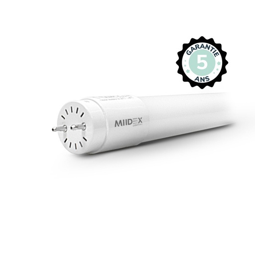 [100533] Tube LED T8 12W 4000K 1200 mm P/N même côté + Starter - GARANTIE 5 ANS
