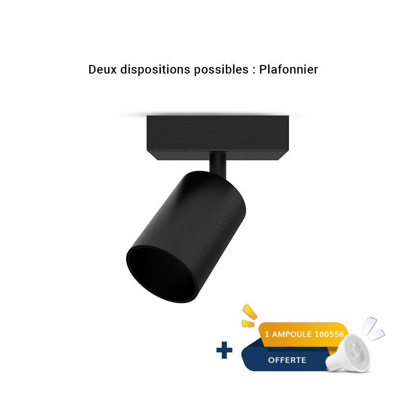 ARMATUUR PLAFOND / WAND ZWART 1 SPOT GU10