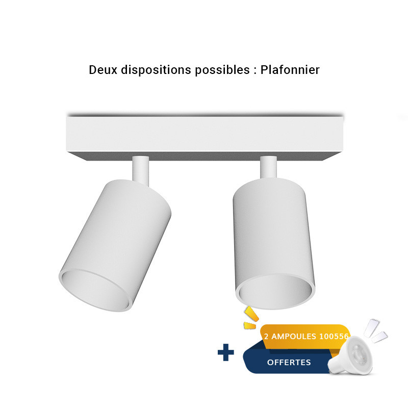 Applique orientable 2 spots blanche GU10 x2