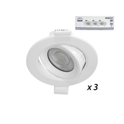 [100353] SPOT LED INCLINABLE SMD 5W 4000K DIMMABLE BLANC (Boîte de3 produits)