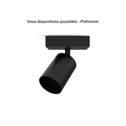 [101070] Applique orientable noir GU10