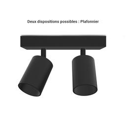 [101072] Applique orientable 2 spots noir GU10 x2